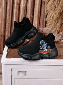 New Arrival Kids & Teenagers Cute Astronaut Print Casual Fashion Cushioned Non-Slip Lightweight Breathable Low-Top Mesh Slip-On Outdoor Indoor Walking Running Sports Casual Sneakers