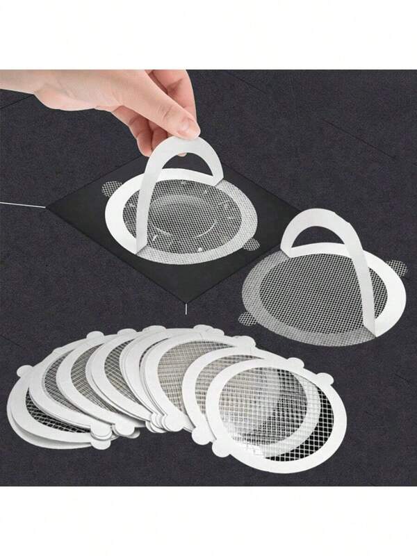 10pcs/20pcs Disposable Shower Hair Catcher Drain Cover, Bathroom Sink Strainer, Drain Stopper, Tub Bath Hair Catcher Trap Filter Sticker Back To School