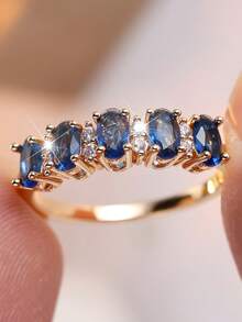 1 pieza Anillo de compromiso/matrimonio clásico y de lujo, con estilo minimalista, adecuado para uso diario, propuesta, banquete, fiesta, estilo real - anillo - Ver 8