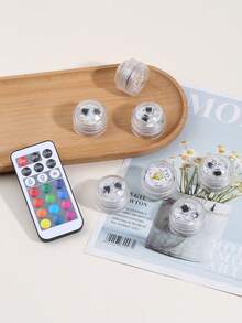 Luz LED sumergible mini con control remoto, vela de té pequeña sumergible, luz decorativa a prueba de agua RGB multicolor sin llama, a batería, para decoración de florero, piscina, estanque - Multicolor - Ver 11