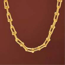 VKHK قلادة سلسلة حذوة الحصان من الفولاذ المقاوم للصدأ مطلية بالذهب عيار 18 قيراط، بأسلوب الباك، مناسبة للرجال والنساء للاستخدام اليومي كهدية