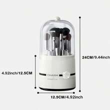 360° drehbare Make-up Organizer Box, leichter Kunststoff Kosmetik Aufbewahrung, drehendes Design - ideal für Pinsel, Lippenstifte, Eyeliner und Lidschatten - Aufsteller für Arbeitsplatte, keine Stromversorgung nötig, Make-up Organizer | Modernes Ästhetik | Kunststoff, Schminktisch Make-up Organizer