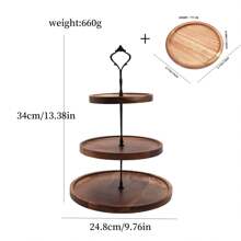 2-Tier & 3-Tier Cake Display Stand, European Style Dessert Display Rack, Wooden Biscuit & Food Exhibition Shelf For Birthday Party