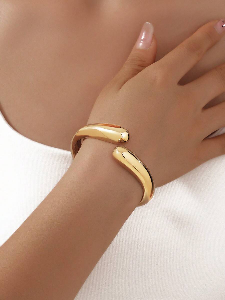 1 件别致的泪珠形金色手链，优雅奢华精致风格，适合正式、休闲、商务、聚会、约会和各种场合 - 金水滴 - 查看 1