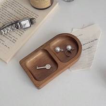 Boho Vintage Wood Jewelry Tray Organizer - Desktop Key Ring Holder Decor Storage - Brown - View 4