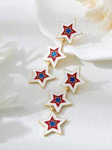 1 Pair Exaggerated Fashion Oil Drip Star Shaped Long Women Pendant Earrings, Versatile For Everyday Wear