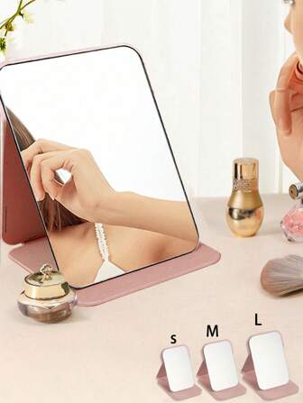 Pink Simplicity Design Foldable Portable Makeup Mirror,Makeup Mirror With Bracket, Travel Mirror, Beauty Products, Desktop Makeup Mirror, Rectangular Desktop Compact Mirror Foldable Small Minimalist Makeup Mirror, Travel Portable Makeup Mirror For Women'S Gift - The Best Gift For Mom And Teacher And Doctors And Nurses And Students,Birthday Gift, Teacher's Day Gift,Back To School Gift(Three Sizes),Makeup,Cheap,Room Decor,Vanity,Travel,Bedroom,Makeup Accessories,Mirror,Vanity Mirror,Cheap,Stocking Stuffers,Makeup,Makeup Tools,Cheap Stuff,Gifts,Gifts For Women,Christmas Gifts