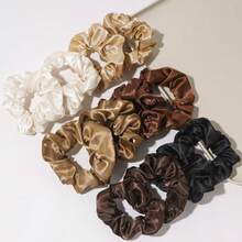 6 pièces/8 pièces Chouchous classiques noir, blanc, marron Chouchous chics pour chignons Accessoires Élastiques à cheveux simples pour queue de cheval Élastiques à cheveux extensibles pour tous les jours