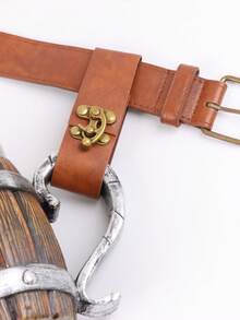 Bộ 4 túi đeo thắt lưng giả da thời Trung cổ Phục hưng kèm giá đựng cốc bia, thích hợp cho LARP & Cosplay. - màu nâu - Xem 10