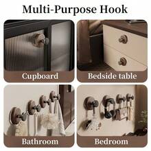 2/6-Pcs Anti-Walnut Wood Grain Suction Cup Hooks - Super Strong Plastic Suction Towel Hooks, No Drill Bathroom & Kitchen Wall Hanging Rack With Strong Adhesive, Easy Adjust & Reusable Universal Hooks For Towels, Wreaths, Home Organization Back To School - Multicolor - View 4