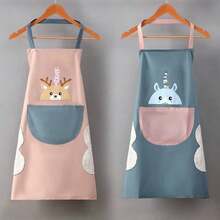 1pc Kitchen Apron,Oil-Proof And Water-Proof,Cooking Apron With Pockets,Easy To Clean,Kitchen,Bathroom,Home,Household Supplies Christmas For Holiday Gift Giving - 霧霾藍 - 查看 2