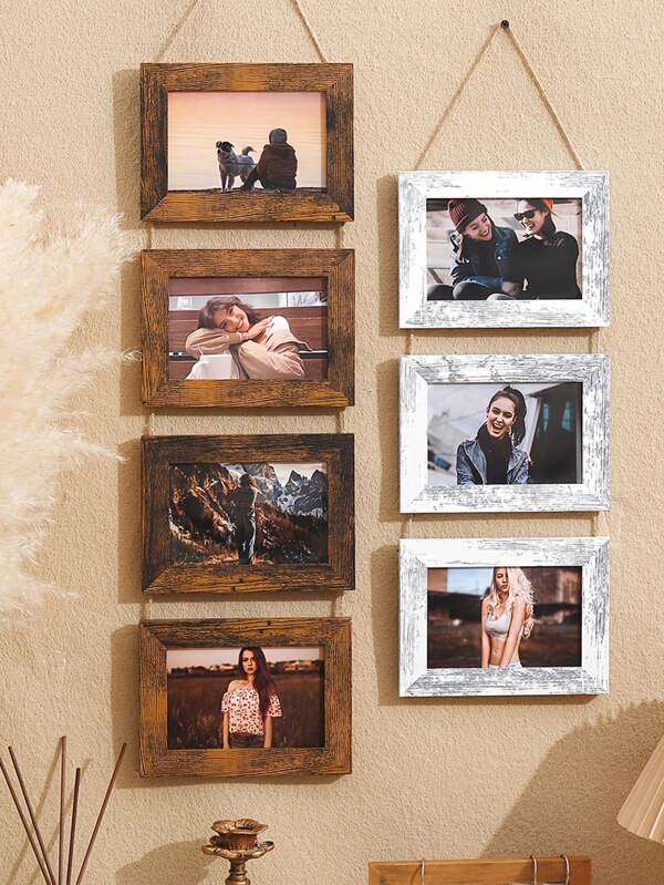 1pc Vintage Wooden Frame Collage - Rustic Wall Art With, Perfect For Home Decor, Birthdays, And Parties, Party Gift Idea, Photo Display | Vintage Wall Art | Wooden Frame Collage, Photo Frames For Home