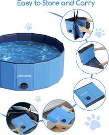 Meowant Piscinas Plegables Perros Grandes, Piscinas Plegables de plástico Duro para Perros al Aire Libre, Piscinas portátiles para Perros Extra Grandes y medianos y niños (XXXL-79'' * 12'') - 3XL-200cm*30cm - Ver 6