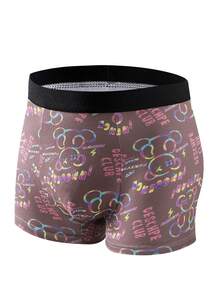 7pcs Assorted Boys' Cartoon Bear & Skateboard Printed Boxer Briefs, Street-Style, Very Soft & Comfortable, Suitable For 8-12 Years