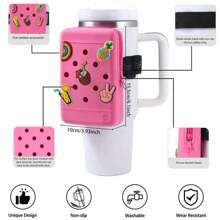 1 pièce Manchon en silicone pour bouteille d'eau avec 5 pièces d'accessoires aléatoires, porte-bouteille d'eau portable, sac de rangement pratique pour la course et la fitness, convient pour les bouteilles de 30 oz/40 oz et les bouteilles de sport, fournitures scolaires