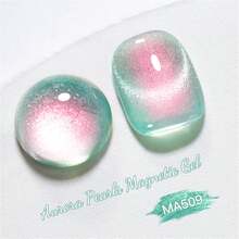 MEET ACROSS 1 件装 Aurora Pearls 猫眼凝胶指甲油，闪亮极光闪光猫磁性凝胶指甲油，适合夏季半永久性可浸泡 UV LED 凝胶清漆美甲艺术 DIY，适合家庭和沙龙美甲用品 - 彩色 - 查看 3