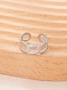 1 pieza Anillo ajustable de pareja de acero inoxidable hueco con diseño geométrico, regalo de joyería de moda para hombres y mujeres