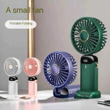 1 pièce Mini ventilateur portable rechargeable USB, petit ventilateur électrique pliant avec affichage numérique, ventilateur de cou portable pour dortoir, bureau