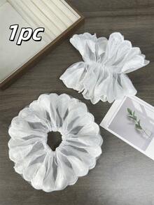 1pc Women's Elegant Lace Hair Scrunchie, Messy Bun Hairband, Suitable For Skirts, Everyday Wear, Hair Accessories, Boho Decoration, Scrunchy Hair Ties Scrunchies - White - View 12