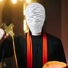 Máscara facial con vendaje completo rasgado para Halloween, adultos, cosplay, capucha, sombrero para juegos de rol, accesorios de disfraces para fiestas. - Blanco - Ver 2