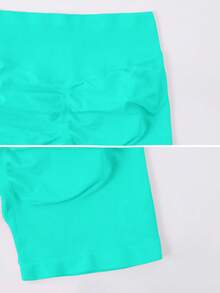 NcmRyu 1 件女式无缝透气紧身运动跑步短裤 - 薄荷綠 - 查看 4