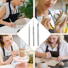 Juego de herramientas para cortadores de arcilla polimérica, rodillo de acrílico para esculpir, cuchillo de moldeado, cortadores cerámicos, kit de cortador, placa de prensa de hoja rectangular transparente, herramientas de textura de alambre, suministros de modelado de aguja de detalle para manualidades - Multicolor - Ver 8