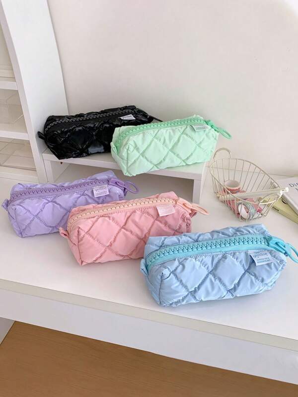 1 Pezzo Borsa da trucco grande e di moda trapuntata, borse cosmetiche, borsa con cerniera a scacchi carina e soffice, adatta per il viaggio estivo, conservazione di cosmetici, monete, rossetti, assorbenti, vari articoli vari, carte, capelli. Ottimo regalo per vacanze, viaggi, organizzazione, forniture scolastiche, borsa da viaggio per donne, borsa da trucco per viaggi.
