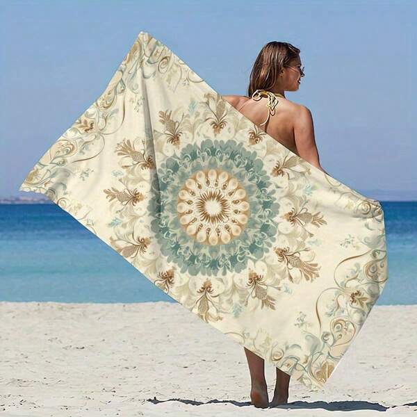 Toalla de playa grande de estilo bohemio con mandala de arte pop - Toalla de microfibra suave y de secado rápido, de alta absorción y multiusos para playa, piscina, viajes, yoga, picnics - Regalo de estilo para exteriores, toalla de playa, accesorio de yoga, patrón vibrante, tela de secado rápido, manta de picnic, estilo boho chic, material duradero, accesorios de verano, artículos esenciales de playa
