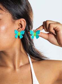1 Pair Simple Elegant Drip-Oil Butterfly Jewelry Earrings, Suitable For Daily Wear And Gatherings/Parties, Versatile, Perfect Gift (Artificial Drip-Oil Color May Vary Slightly)