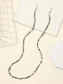 1条手工串珠波西米亚风眼镜链，亚克力时尚眼镜装饰带，硅胶防滑颈绳，口罩固定带，精美礼品 - 黑色系 - 查看 3