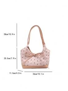 优雅时尚蝴蝶结装饰女士单肩包，适合购物、手提包、逛街、年轻女性、大学生、新人、白领。非常适合办公室、大学、工作、商务、通勤、户外活动、旅行和短途旅行。