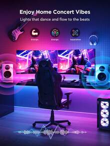 电视 LED 背光，可调节范围为 3.9 英尺至 15.8 英尺，适用于 55-65 英寸屏幕的电视和电脑显示器，配备传感器的电视背光，游戏和音乐同步变色灯，单点颜色提取 - RGB IC - 查看 13