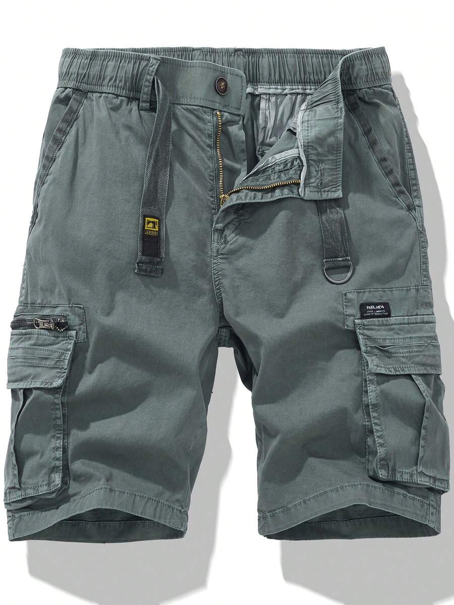 Summer Men Cargo Tactical Short Pants Multi Pocket Shorts Men Japanese Streetwear Casual Fashion Jogger Outdoor Pants - 灰色 - 查看 1