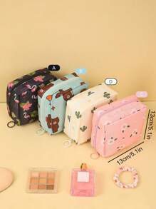 1Pc Portable Sanitary Napkin Storage Bag, Zippered Oxford Cloth Pouch For Travel, Toiletries, Makeup & Lipstick – Boho Style Gift For Women & Teens (School/Office/Back To School)