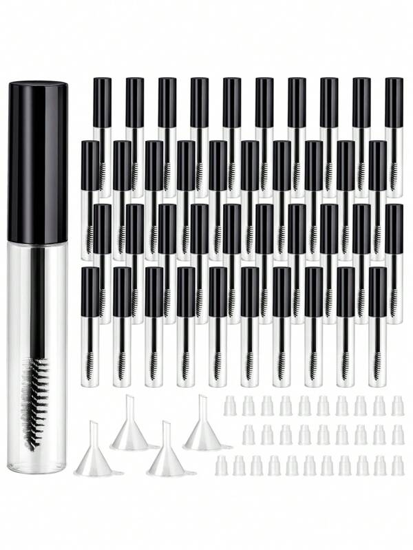 1/2/3/4pcs 10ML Empty Mascara Tube Bottle With Eyelash Wand, Rubber Inserts & Funnels Set For Castor Oil/Growth Oil, DIY Cream Container With Cap, 
