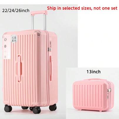 Fashionable, Durable, And Lightweight Luggage With Three Handles, 24-Inch And 26-Inch Suitcases Equipped With Four Metal Wrap-Around Corners, Customs Password Lock, And ABS+PC Material. Features Separate Wet And Dry Storage Bags, Five Swivel Wheels, Cup Holder, And USB Phone Charging Interface. Perfect For Students, 13-Inch Portable Makeup Storage Bag, Mother-Child Luggage Set, Ideal Travel Accessory For School, Honeymoon, Study, And Graduation Vacation. Suitable For Men, Women, Boys, Girls, And Ideal Choice For Couples' Gifts.Trip Study Abroad Cruise Essentials For Dorm Room Dorm Essentials For College Travel SuitcaseSuit Case