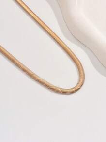 1pc Women's Golden Snake Chain Necklace, Casual Versatile Jewelry Suitable For Daily Wear, Decoration And Party/Vacation