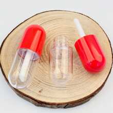 3 pezzi di tubi vuoti per lucidalabbra in capsula trasparente, materiale di imballaggio per tubi di lucidalabbra in plastica, bocca del tubo di lucidalabbra rosso