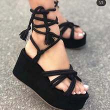 Women's Shoes 2025 Summer Fish Mouth Strap Wedge Sandals European And American Style Large Size Thick Sole Shoes - 桔色 - 查看 4