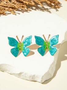 1 Pair Simple Elegant Drip-Oil Butterfly Jewelry Earrings, Suitable For Daily Wear And Gatherings/Parties, Versatile, Perfect Gift (Artificial Drip-Oil Color May Vary Slightly)