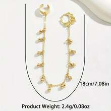 1pc Star & Moon Tassel Nose Stud, Clip-On Nose Ring, Piercing Look Earring Style Nose Hoop For Women - Multicolor - View 9