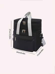 1pc Black, Gray, Burgundy, Navy Blue Thickened New Double-Layer Lunch Box Bag, Insulation Bag, Outdoor Picnic Preservation, Crossbody Ice Bag, Multifunctional Waterproof Lunch Bag