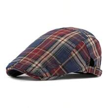 Boina para hombre, Gorra tipo "Newsboy" con estampado a cuadros británico, Gorra tipo "Newsboy" retro elegante, Gorra ajustable y transpirable unisex