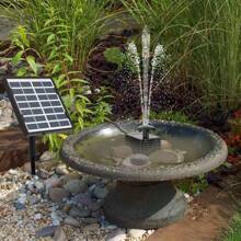 1 Set Solar Powered Water Pump Kit, 1.5W Mini Solar Panel Driven Pump, Separate Solar Panel And Pump, No Battery Needed, Comes With 4 Nozzles, Ground/Wall Mount, Plastic Bird Bath Fountain, Mini Pond, Solar Powered, Non-Detachable Photovoltaic System, Suitable For Birds, Bees And Butterflies, Outdoor Water Features, Garden, Small Pond, Patio And Fish Tank