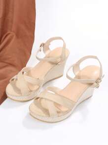 Sandálias de Plataforma Francesa Deslumbrantes de Verão Á Prova D'água, Salto Alto Sexy, Solado Grosso, Estilo Romano Trançado, Confortável para Mulheres