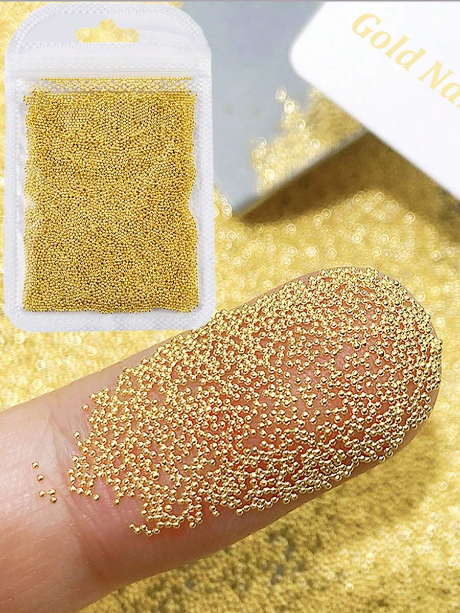 5000Pcs 3D Nail Caviar Beads For Nail Art Mini Nail Ball Beads Golden Nail Studs Diy Decoration Accessories Nail Charms Nail Synthetic Gemstones Nail Supplies Nails - Gold - View 1