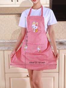1pc Bunny Pattern Neck Hanging Apron For Home Kitchen Restaurant Dining