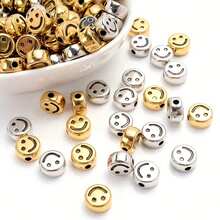 Yiwu Qiyou Accessories Co., LTD 100颗7毫米（0.27英寸）亚克力金色和银色笑脸珠子，DIY珠宝手链配件 - 7mm smiling face beads - 查看 6