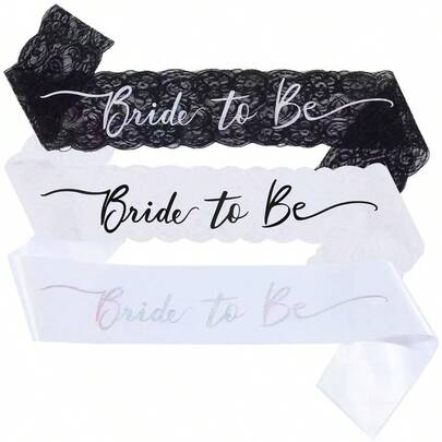 1pc Bridal Shower Decorations Bride To Be Lace Golden Foil Letter Strap, Bachelorette Party Bride Tribe Gift Ribbon
