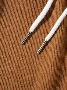 Men's Contrast Color Drawstring Waist Pocket Loose Casual Shorts - Coffee Brown - View 6